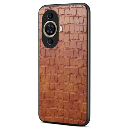 For Huawei nova 11 Hybrid Case Crocodile Textured Leather Covered Slim Phone Case