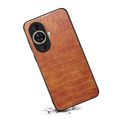 For Huawei nova 11 Hybrid Case Crocodile Textured Leather Covered Slim Phone Case