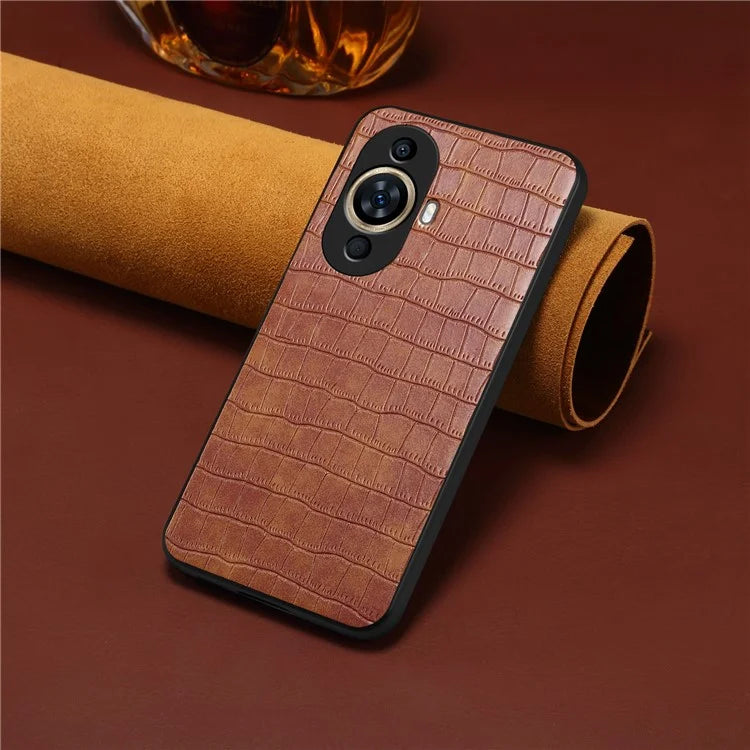 For Huawei nova 11 Hybrid Case Crocodile Textured Leather Covered Slim Phone Case