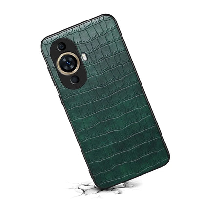 For Huawei nova 11 Hybrid Case Crocodile Textured Leather Covered Slim Phone Case