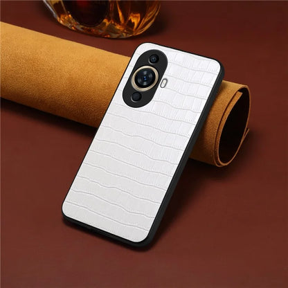For Huawei nova 11 Hybrid Case Crocodile Textured Leather Covered Slim Phone Case
