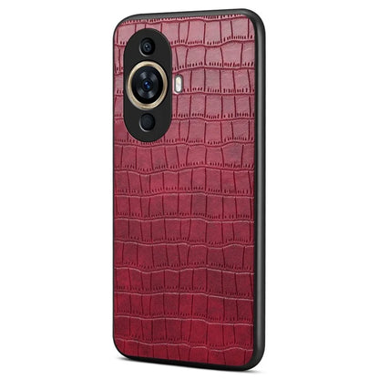 For Huawei nova 11 Hybrid Case Crocodile Textured Leather Covered Slim Phone Case