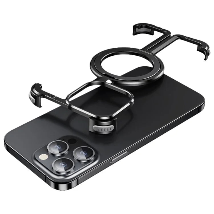 Aluminum Alloy + TPU Case for iPhone 14 Pro Max Kickstand Borderless Phone Cover Compatible with MagSafe