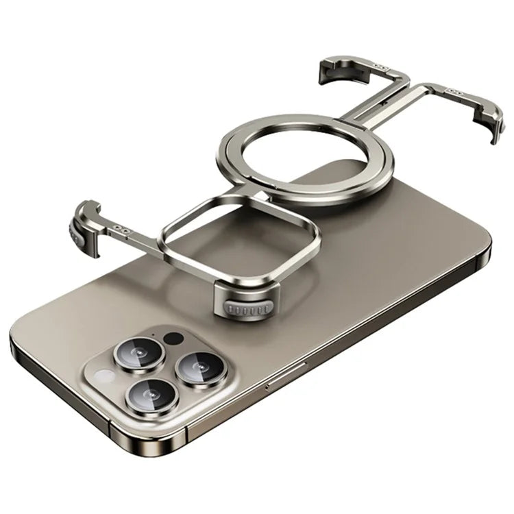 Aluminum Alloy + TPU Case for iPhone 14 Pro Max Kickstand Borderless Phone Cover Compatible with MagSafe