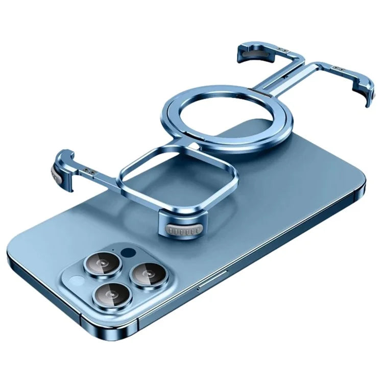 For iPhone 13 Pro Metal + TPU Case Frameless Kickstand Phone Cover Compatible with MagSafe