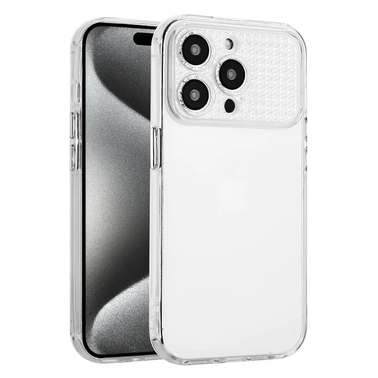 For iPhone 15 Pro TPU Case Rhinestone Decor Transparent Drop-proof Smartphone Cover