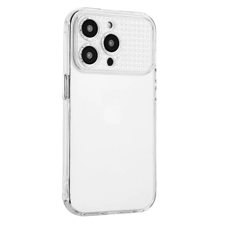 For iPhone 15 Pro TPU Case Rhinestone Decor Transparent Drop-proof Smartphone Cover