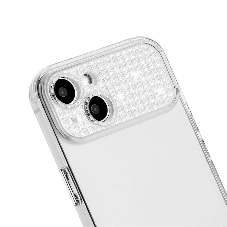 For iPhone 14 Plus / 15 Plus Case Soft TPU Back Phone Cover with Rhinestone Decor