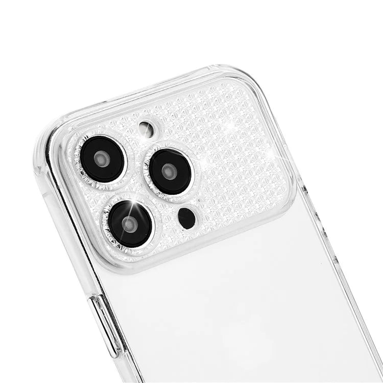 For iPhone 11 Pro Max TPU Case Clear Rhinestone Decor Protective Back Shell