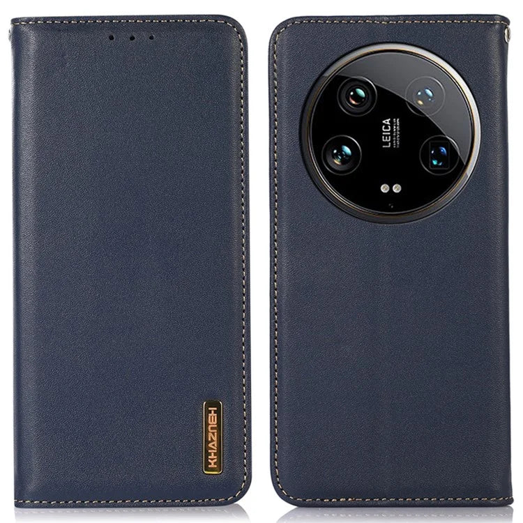 KHAZNEH For Xiaomi 14 Ultra Case RFID Blocking Wallet Genuine Cow Leather Phone Cover