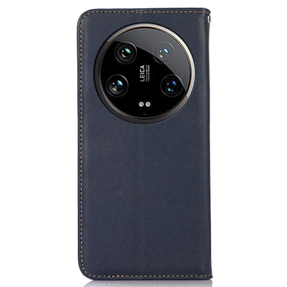 KHAZNEH For Xiaomi 14 Ultra Case RFID Blocking Wallet Genuine Cow Leather Phone Cover