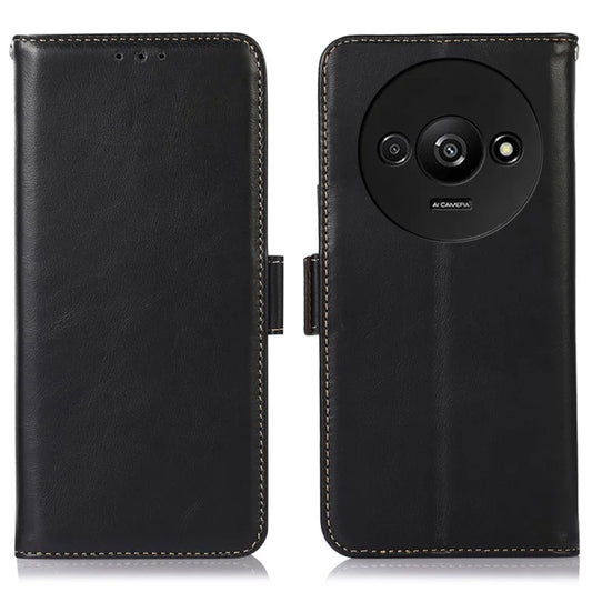For Xiaomi Redmi A3 Case Crazy Horse Texture Genuine Cow Leather Phone Wallet Cover
