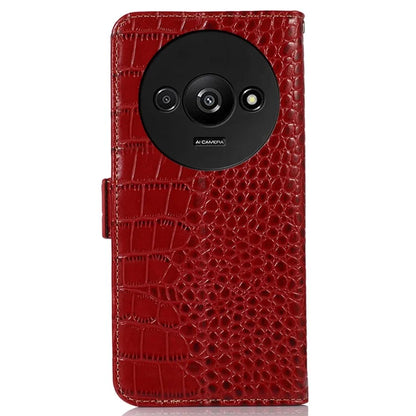 For Xiaomi Redmi A3 Case Genuine Cow Leather Wallet Phone Cover Crocodile Texture