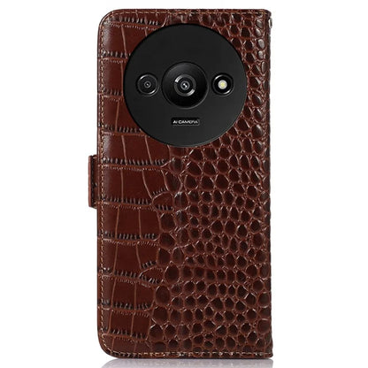 For Xiaomi Redmi A3 Case Genuine Cow Leather Wallet Phone Cover Crocodile Texture