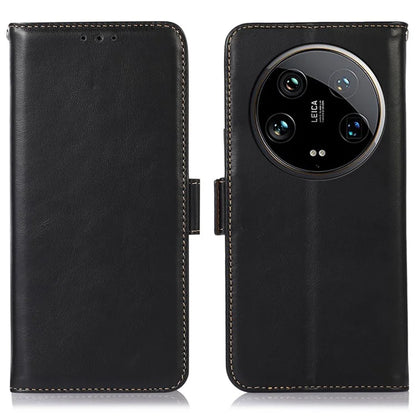 For Xiaomi 14 Ultra Case Genuine Cow Leather Phone Cover with RFID Blocking Wallet