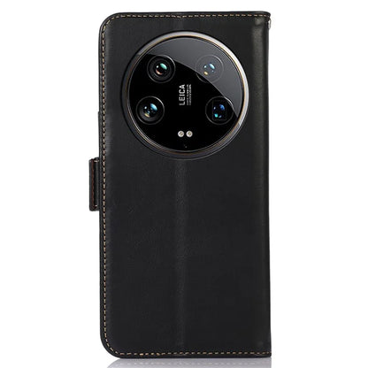 For Xiaomi 14 Ultra Case Genuine Cow Leather Phone Cover with RFID Blocking Wallet