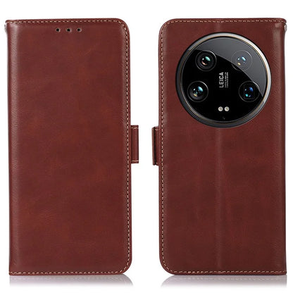For Xiaomi 14 Ultra Case Genuine Cow Leather Phone Cover with RFID Blocking Wallet