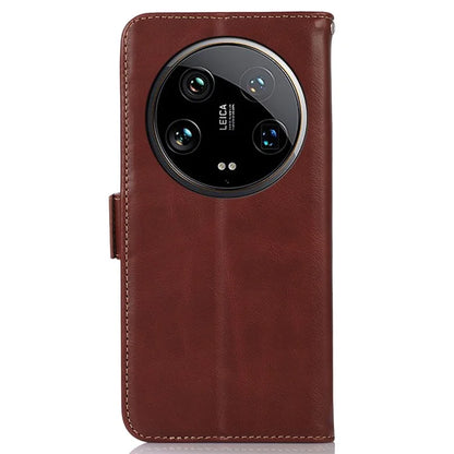For Xiaomi 14 Ultra Case Genuine Cow Leather Phone Cover with RFID Blocking Wallet
