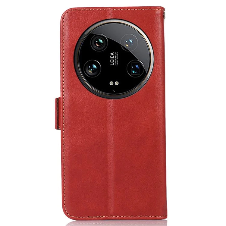 For Xiaomi 14 Ultra Case Genuine Cow Leather Phone Cover with RFID Blocking Wallet