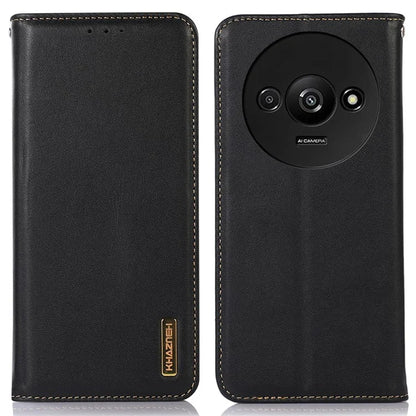 KHAZNEH For Xiaomi Redmi A3 Wallet Case Genuine Cow Leather Stand Phone Cover Nappa Texture