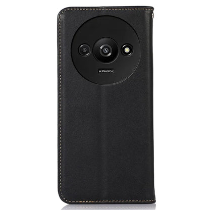 KHAZNEH For Xiaomi Redmi A3 Wallet Case Genuine Cow Leather Stand Phone Cover Nappa Texture