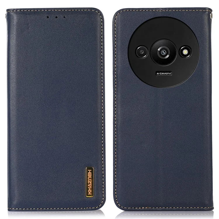 KHAZNEH For Xiaomi Redmi A3 Wallet Case Genuine Cow Leather Stand Phone Cover Nappa Texture