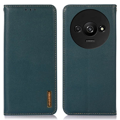 KHAZNEH For Xiaomi Redmi A3 Wallet Case Genuine Cow Leather Stand Phone Cover Nappa Texture