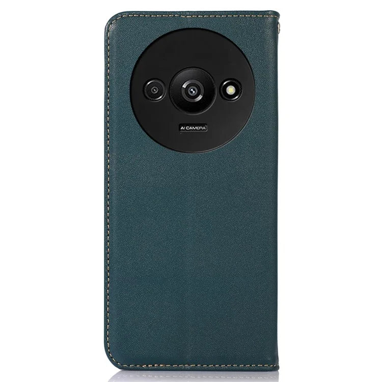 KHAZNEH For Xiaomi Redmi A3 Wallet Case Genuine Cow Leather Stand Phone Cover Nappa Texture