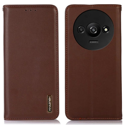 KHAZNEH For Xiaomi Redmi A3 Wallet Case Genuine Cow Leather Stand Phone Cover Nappa Texture