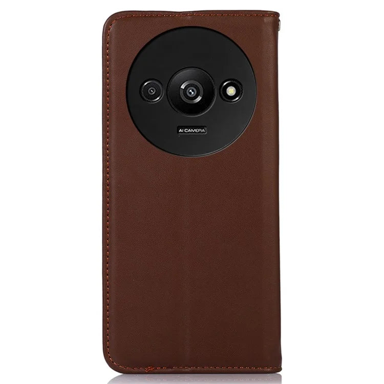 KHAZNEH For Xiaomi Redmi A3 Wallet Case Genuine Cow Leather Stand Phone Cover Nappa Texture