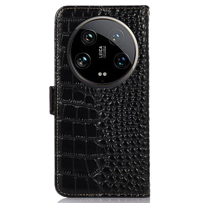 For Xiaomi 14 Ultra Wallet Case RFID Blocking Genuine Cow Leather Phone Cover