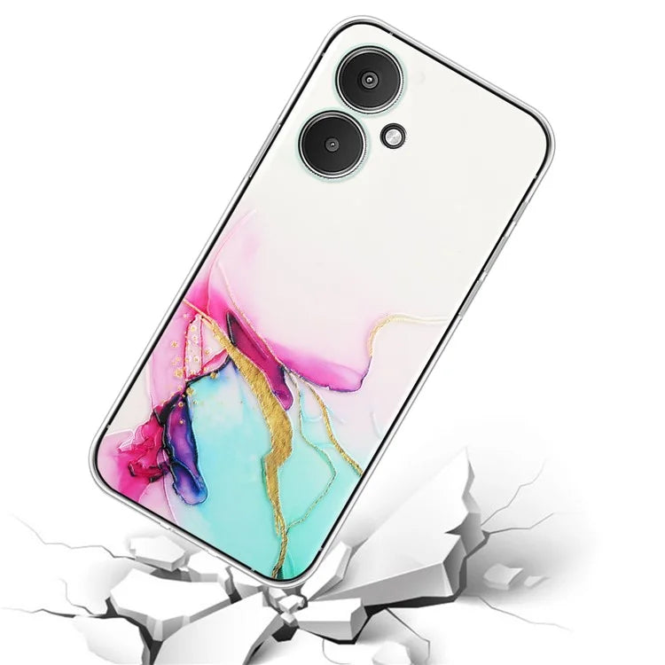 For Xiaomi Poco M6 5G / 13C 5G / 13R 5G Case Marble Pattern Embossing TPU Phone Cover