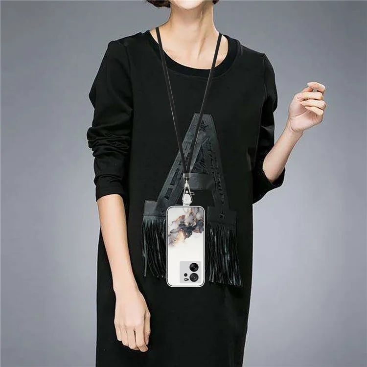 For Xiaomi Redmi K60 Ultra / 13T / 13T Pro Case Hollow Marble Pattern TPU Cell Phone Cover with Lanyard