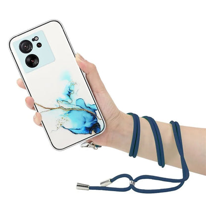 For Xiaomi Redmi K60 Ultra / 13T / 13T Pro Case Hollow Marble Pattern TPU Cell Phone Cover with Lanyard