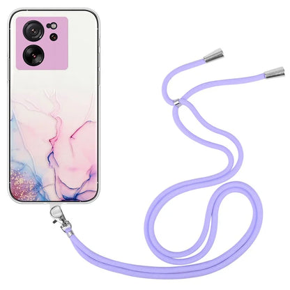 For Xiaomi Redmi K60 Ultra / 13T / 13T Pro Case Hollow Marble Pattern TPU Cell Phone Cover with Lanyard