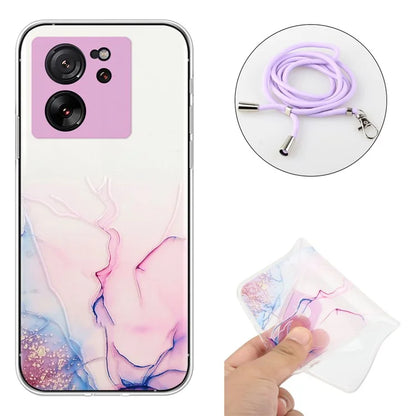 For Xiaomi Redmi K60 Ultra / 13T / 13T Pro Case Hollow Marble Pattern TPU Cell Phone Cover with Lanyard