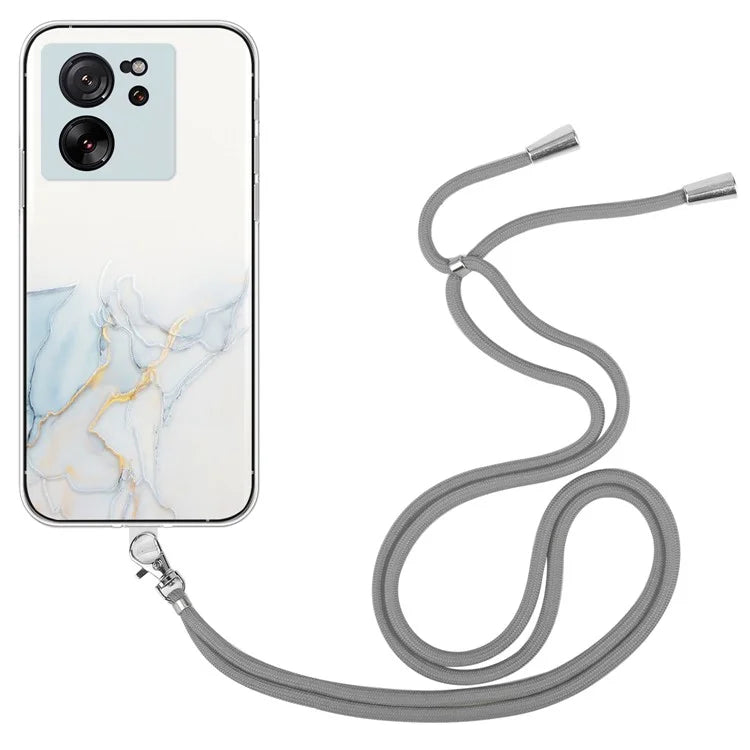 For Xiaomi Redmi K60 Ultra / 13T / 13T Pro Case Hollow Marble Pattern TPU Cell Phone Cover with Lanyard