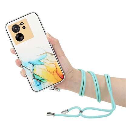 For Xiaomi Redmi K60 Ultra / 13T / 13T Pro Case Hollow Marble Pattern TPU Cell Phone Cover with Lanyard
