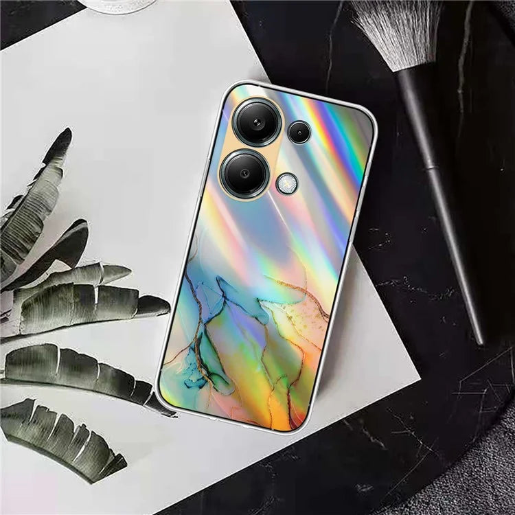 For Xiaomi Redmi Note 13 Pro 4G / Poco M6 Pro 4G Case Marble Pattern TPU Phone Cover with Colorful Laser