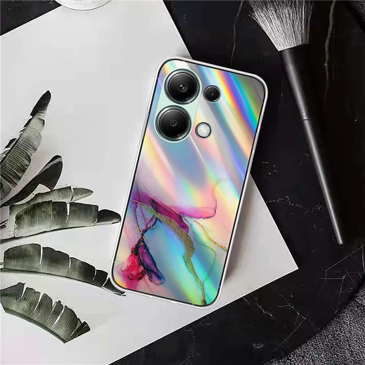 For Xiaomi Redmi Note 13 Pro 4G / Poco M6 Pro 4G Case Marble Pattern TPU Phone Cover with Colorful Laser