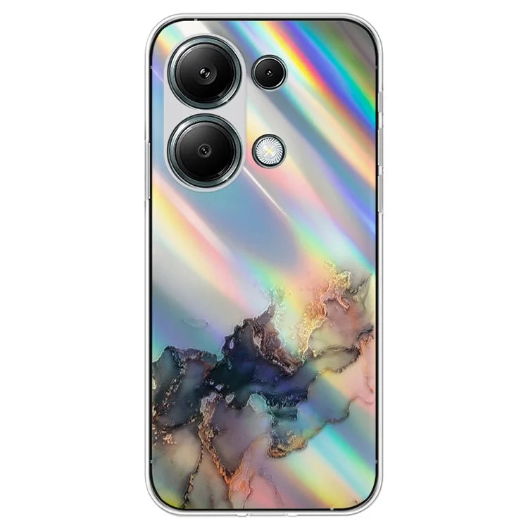 For Xiaomi Redmi Note 13 Pro 4G / Poco M6 Pro 4G Case Marble Pattern TPU Phone Cover with Colorful Laser