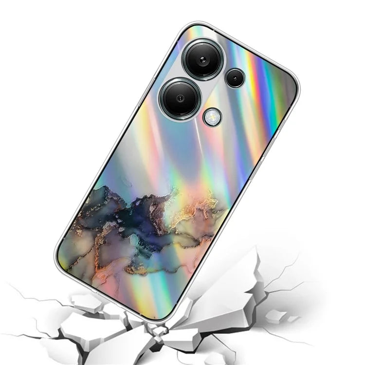 For Xiaomi Redmi Note 13 Pro 4G / Poco M6 Pro 4G Case Marble Pattern TPU Phone Cover with Colorful Laser
