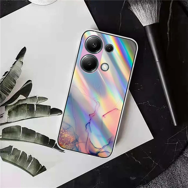 For Xiaomi Redmi Note 13 Pro 4G / Poco M6 Pro 4G Case Marble Pattern TPU Phone Cover with Colorful Laser