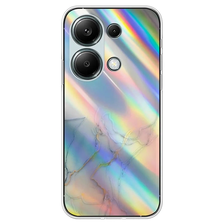 For Xiaomi Redmi Note 13 Pro 4G / Poco M6 Pro 4G Case Marble Pattern TPU Phone Cover with Colorful Laser