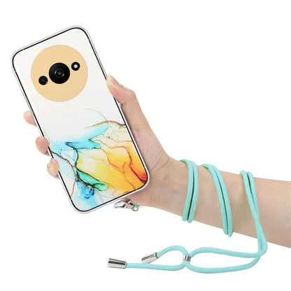 For Xiaomi Redmi A3 Slim Case Hollow Marble Pattern TPU Phone Cover with Lanyard