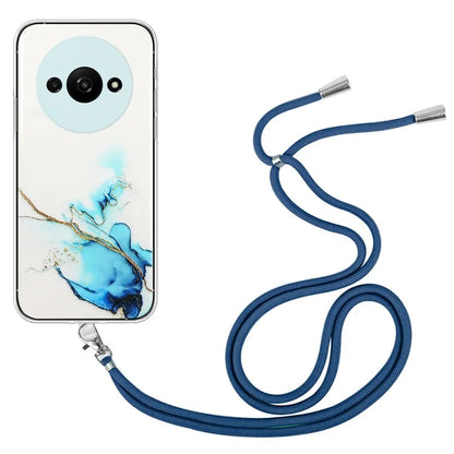 For Xiaomi Redmi A3 Slim Case Hollow Marble Pattern TPU Phone Cover with Lanyard