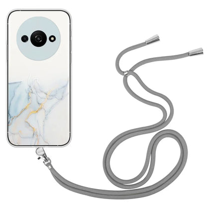 For Xiaomi Redmi A3 Slim Case Hollow Marble Pattern TPU Phone Cover with Lanyard
