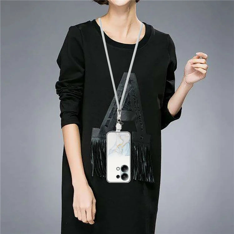 For Xiaomi Redmi Note 13 Pro 4G / Poco M6 Pro 4G TPU Case Hollow Marble Pattern Slim Phone Cover with Lanyard