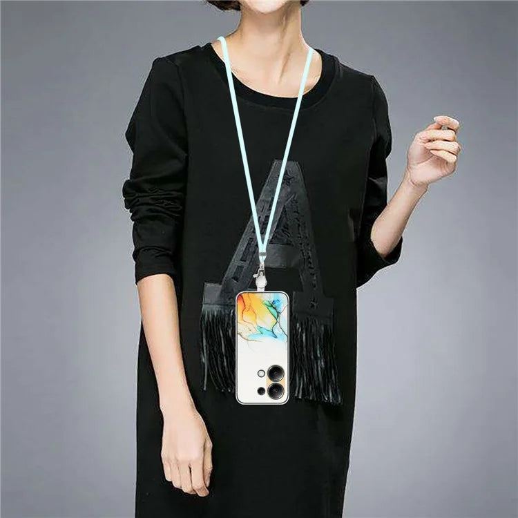 For Xiaomi Redmi Note 13 Pro 4G / Poco M6 Pro 4G TPU Case Hollow Marble Pattern Slim Phone Cover with Lanyard