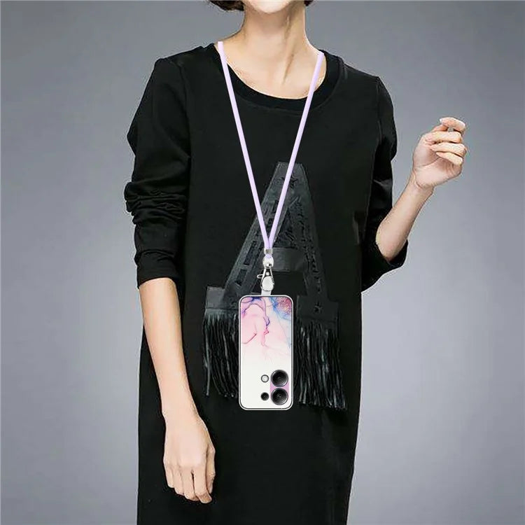 For Xiaomi Redmi Note 13 Pro 4G / Poco M6 Pro 4G TPU Case Hollow Marble Pattern Slim Phone Cover with Lanyard